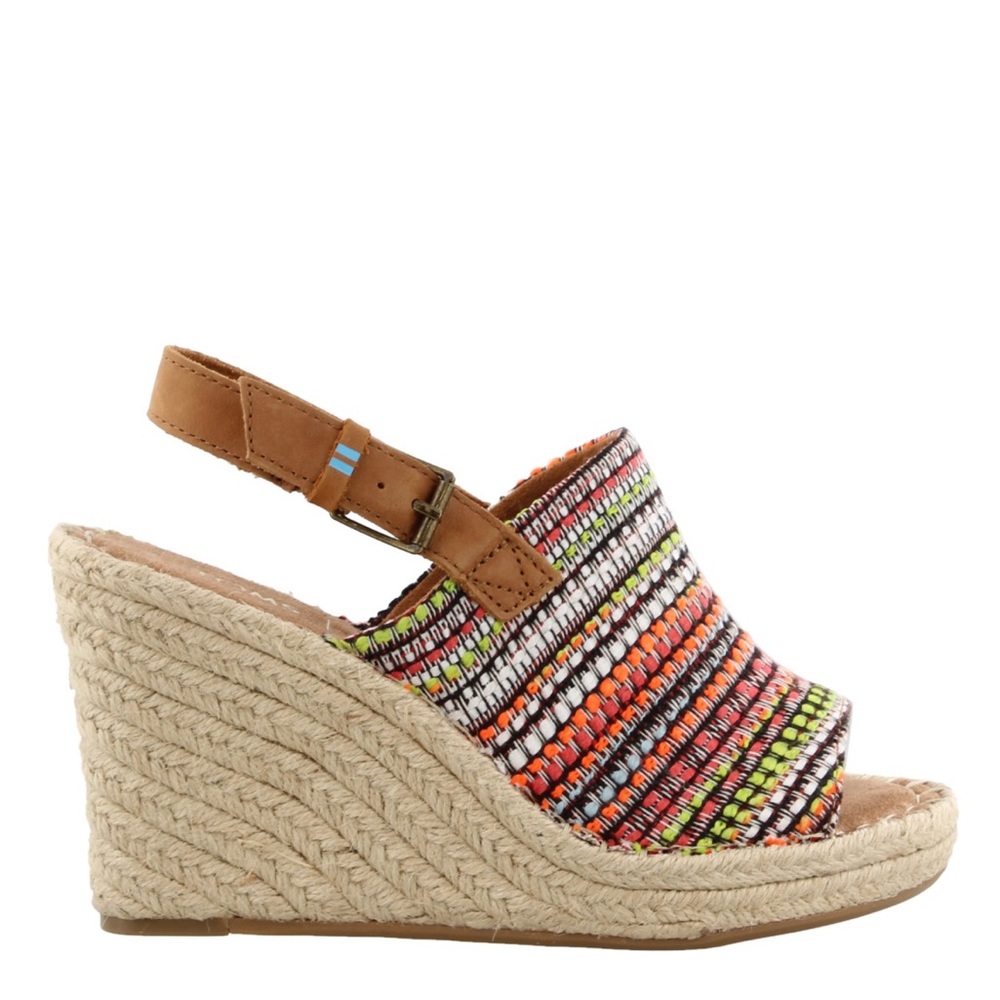 Toms Women's NWT Monica Wedge - Cherry Tomato Global Woven size 7.5